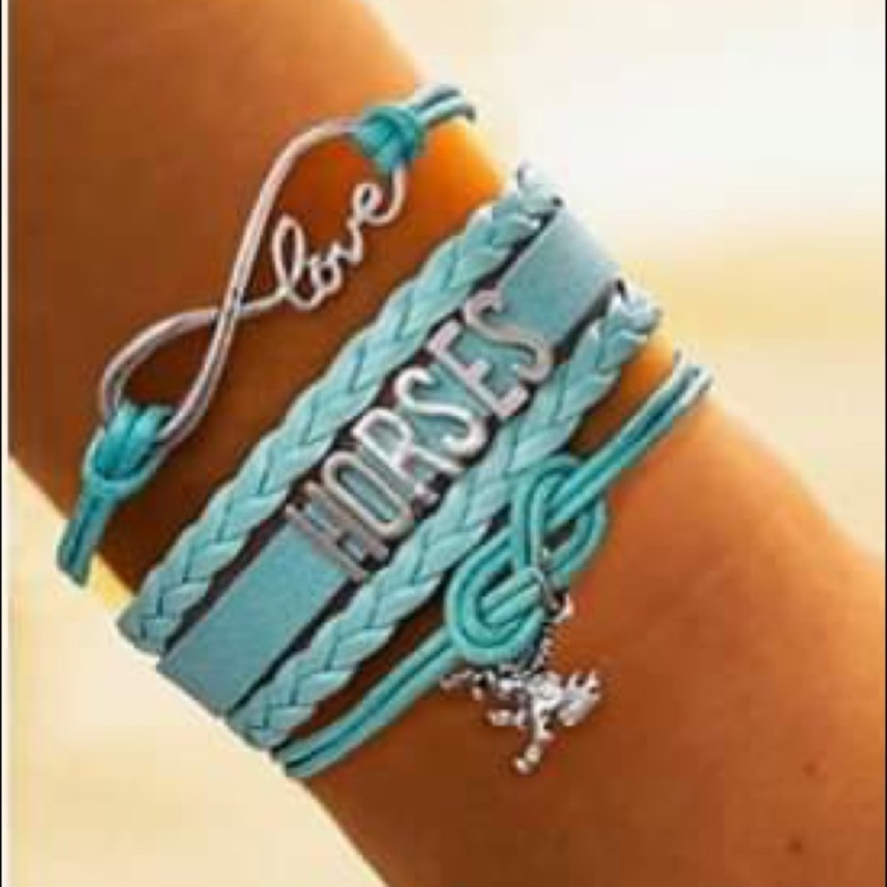 Horse Bracelet Bangle Handmade Leather